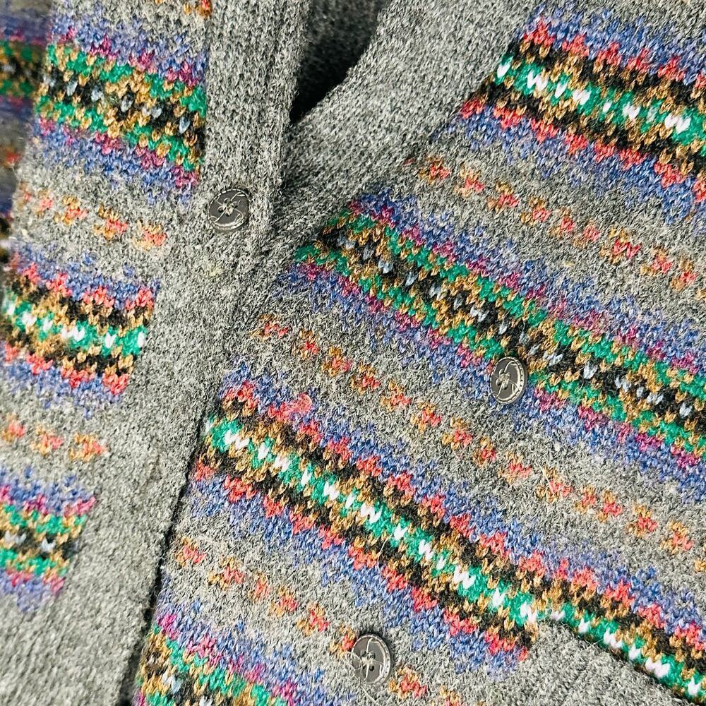Bramble Lane Gray Acrylic Sleeveless Button Front Striped Sweater Vest Size L - Picture 7 of 7